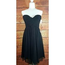 Donna Morgan Dress Black 'Morgan' Strapless Silk Chiffon Dress Size 8