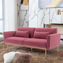 Velvet Cushion Upholstered Convertible Futon Sofa Bed For Compact Living Space,Apartment, Dorm,Adjustable Headrest