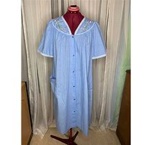 Vintage Frolicking Dress House Dress Duster Cotton Embroidered Collar Cottagecore