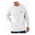 Carhartt | Men's K126 Long Sleeve Crewneck T-Shirt | White | 5X-Large Regular | Original Fit | 100% Cotton | 6.75 Ounce | Pocket On Chest | Dungarees
