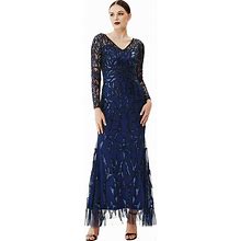 BABEYOND Sequin Gowns For Women - Long Evening Dress With Long Sleeves Prom Dresses Mermaid Ball Dress