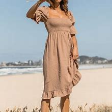 Girl And The Sun Dresses | Girl And The Sun Soleil Midi Dress | Color: Brown/Red | Size: L