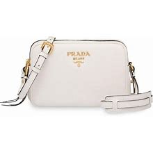 Prada Women's White Vitello Phenix Leather Crossbody Handbag 1BH079