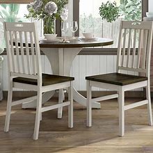Derry Farmhouse Antique White Wood Slatted Backs Dining Chairs By Furniture Of America (Set Of 2)