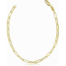 Solid 14K Yellow Gold Filled Paperclip Chain Bracelet For Women (2.5 Mm, 7.5 Inch)