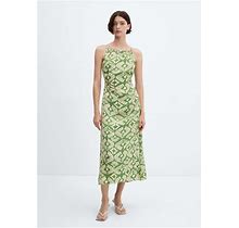 MANGO - Printed Dress With Openings Green - 6 - Women