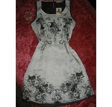 CREAM Graphite Grey Mid Length Cocktail Lace - Pearl Crystal Dress Size38 $225