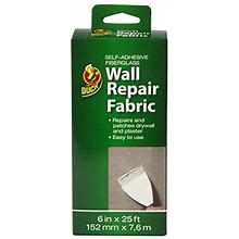 Duck Brand 282084 Self-Adhesive Drywall Repair Fabric, 6-Inch By 25 Feet, Single Roll , White