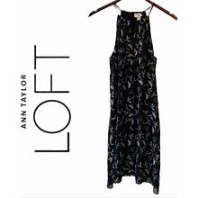 Loft Dresses | Loft Black Halter Dress With White Leaf Pattern | Color: Black/White | Size: M