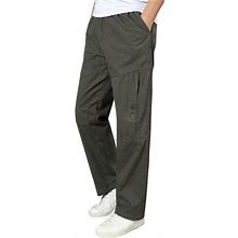 Taiaojing Men's Drastring Pants Solid Casual All Match Pants Fashionable Woven Long Cargo Pants Pockets Clothes