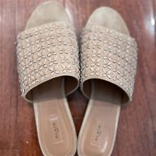 Alaia Shoes | Azzedine Alaia Suede & Leather Floral Slide Sandal - Nude/Blush - Size 40 | Color: Cream | Size: 9