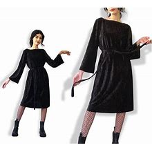Loulou De La Falaise Vintage Belted Dress In Crushed Velvet Deadstock