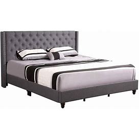 Julie Gray Tufted Upholstered Low Profile Full Panel Bed