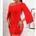 Chicme Dresses | Nwt Chicme Slit Cape Dress Red M | Color: Red | Size: M