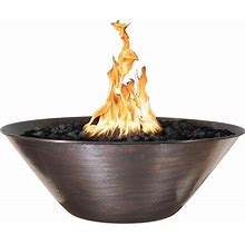 The Outdoor Plus Remi 31 Inch Match Light Round Copper Natural Gas Fire Bowl In Copper By - OPT-31RCFOM-NG