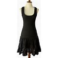 Jonathan Simkhai Dresses | Jonathan Simkhai Black Stretch Knit Scoop Neck Ruffle Hem Mini Dress Size Xs | Color: Black | Size: Xs