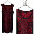 Grace Knit Dressing Black Red Rayon Nylon Dress - Sz M