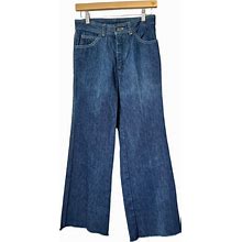Viceroy Jeans | Viceroy Vintage 1970'S High Rise Jeans Fray Raw Hem Dark Wash Size 28 | Color: Blue | Size: 28Plus