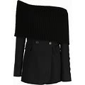 Monse - Off-Shoulder Deconstructed Wool Dress - Women - Nylon/Elastane/Wool - 0 - Black