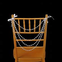 Clear Gatsby Faux Pearl Beaded Wedding Chair Back Garland Sash, Pre-Tied String Chiavari Decor 16" By Efavormart