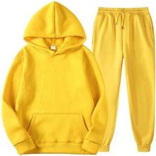 Homchy Mens Hooded Sports Tracksuit Unisex Two-Piece Running Outfits Long Sleeve Pullover Hoodies Sweatshirt+Sweatpants Set