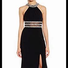 Blondie Nites Dresses | Long, Beaded Racerback Prom Dress | Color: Black | Size: 3J