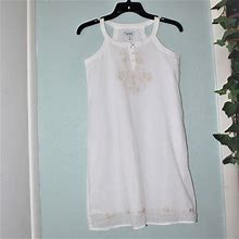 Old Navy Dresses | Old Navy Girl's Sleeveless Dress W/ Embroidery | Color: Cream/White | Size: Lg