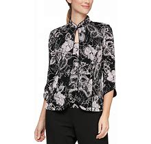 Alex Evenings Petite Glitter Floral Jacket And Top - Black Shell Pink - Size PS