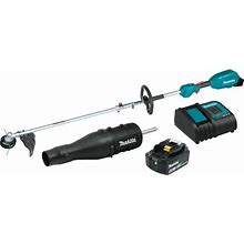 Makita XUX02SM1X3 18V LXT Brushless Cordless Couple Shaft Power Head Kit W/13 in. String Trimmer And Blower Attachments, 4.0Ah ,