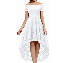 Dressystar Womens Lace Cocktail Dress Hilo Off Shoulder Bridesmaid Swing Formal Party Dress 0042 White M, A- White, Medium