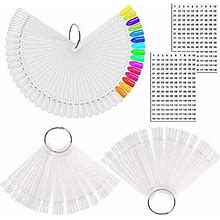 150 Pcs Clear Nail Swatch Sticks With Ring Fan Shape Nail Art Polish Display...