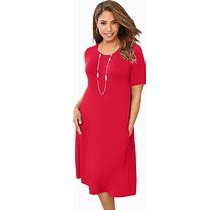 Plus Size Women's Stretch Knit A-Line Dress By Jessica London In Vivid Red (Size 18/20)