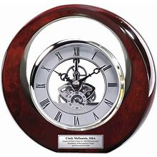 Executive Engraved Silver Gear Da Vinci Marquee Dark Cherry Personalized Desk Clock Employee Recognition Service Award Wedding Anniversary Desk