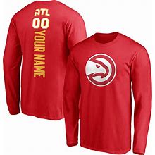 Men's Fanatics Branded Red Atlanta Hawks Playmaker Personalized Name & Number Long Sleeve T-Shirt