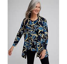 Women's Wrinkle-Free Travelers Floral Cardigan Sweater In Azores Blue Size 8/10 | Chico's Travel Clothing