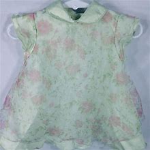 George Dresses | Baby Girl Chiffon And Satin Spring Floral Dress | Color: Green/Pink | Size: 3-6Mb