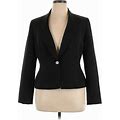 Nine West Blazer Jacket: Short Black Print Jackets & Outerwear - Women's Size 14