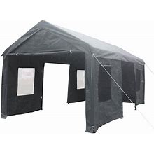 12 ft. X 20 ft. X 9.6 ft. Heavy-Duty Outdoor Portable Garage Ventilated Canopy Carports Car Shelter, Gray