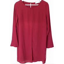 Rokoko By Dazz Dresses | Rokoko By Dazz Red Long Sleeve Midi Shift Dress Boho Lagenlook Size Medium | Color: Red | Size: M