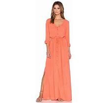Splendid Kaftan Shirt Button Down Long Maxi Dress Guava Orange Size M