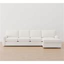 Pearce Square Arm Upholstered Left Arm Sofa With Double Wide Chaise Sectional, Down Blend Wrapped Cushions, Performance Textured Weave White | Potter