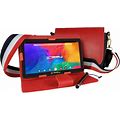 LINSAY 7" 2GB RAM 64GB STORAGE New Android 13 Tablet Bundle With Red Protective PU Leather Case, Fashion Cool Red Handbag And Pen Stylus