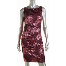AIDAN MATTOX Pink Stretch Metallic Ruched Cutout Sheath Party Dress 8 NEW $340