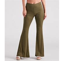 On A Flare High-Rise Knit Pants(OLIVE/XS)