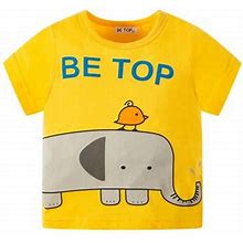 Boys' Crew Neck Pullover Tops Cartoon Animal Print T-Shirt Cotton Clothes Short-Sleeved 2-8 Years