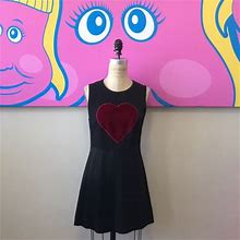 Moschino Cheap Chic Black Satin Red Heart Dress