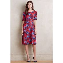 Anthropologie Dresses | Anthropologie Hd In Paris Theodora Floral Midi Dress In Red Sz 14 | Color: Blue/Red | Size: 14
