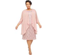 Plus Size Women's Sparkling Lace Jacket Dress By Catherines In Wood Rose Pink (Size 24 WP)