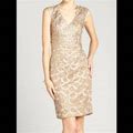 Sue Wong Dresses | Sue Wong Sheath Cocktail Dress Embroidered Beige | Color: Tan | Size: 10