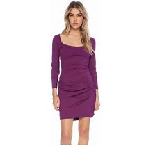 Susana Monaco Gather Sleeve Gathered Sides Berry Purple Plum Dress